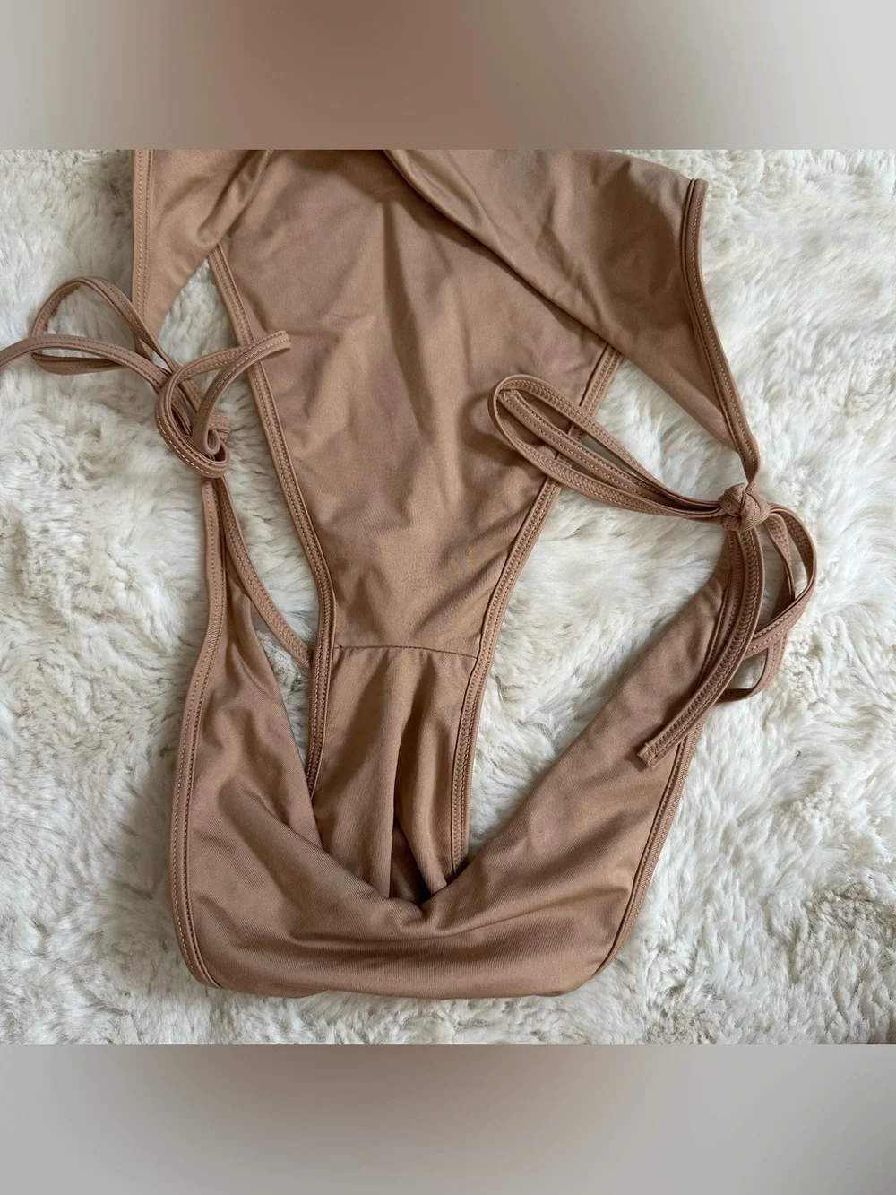 Frankie's Bikinis Conner Ribbed Top and non ribbed Bottoms in Earth/Tan